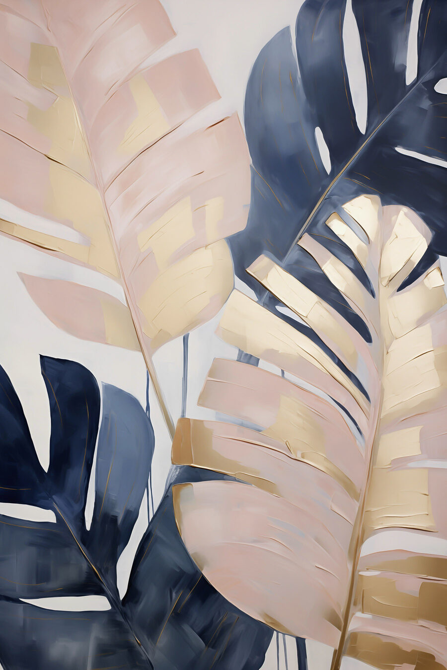Blaue Monstera neben Rosa — ganzes Design