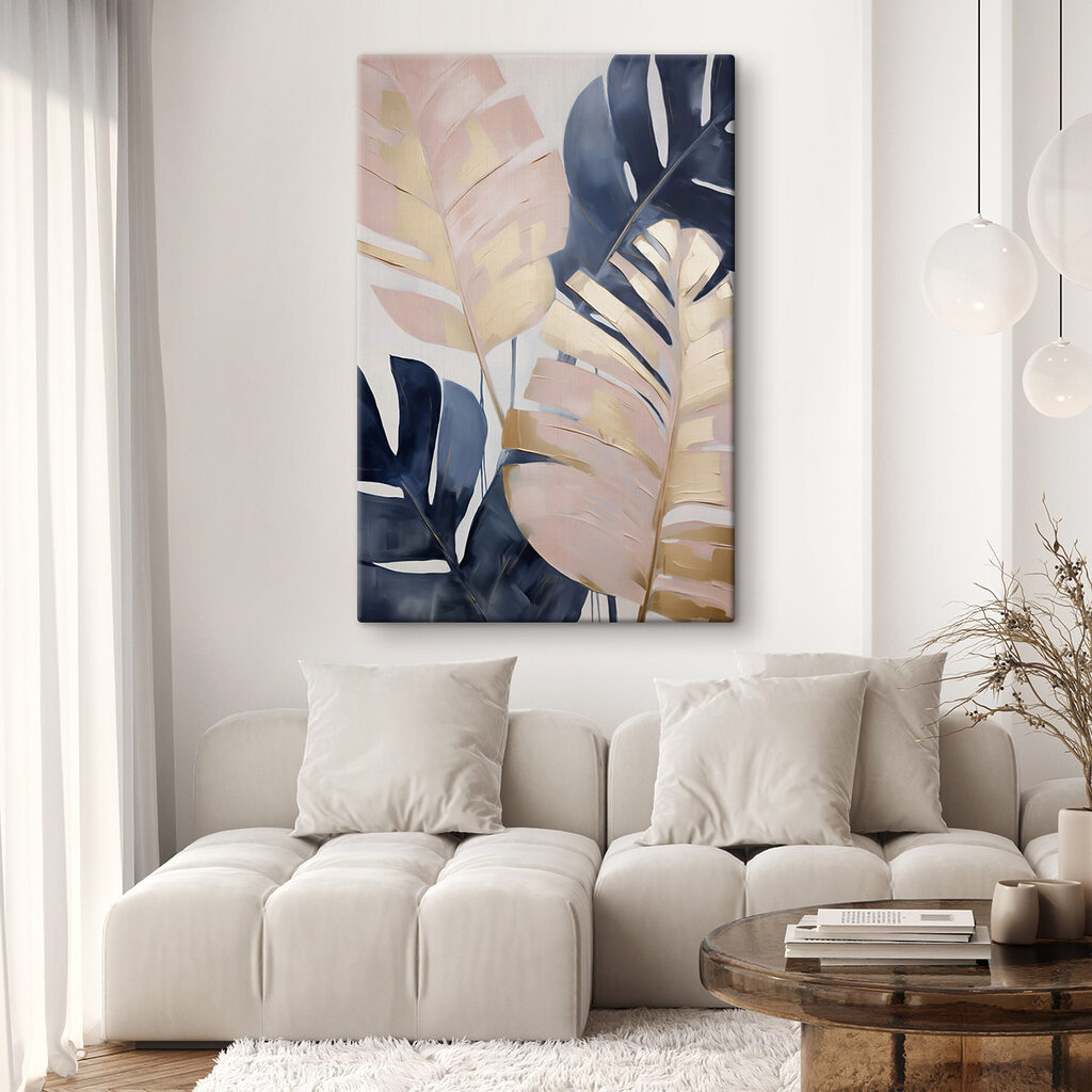 Blaue Monstera neben Rosa — Interieur 2