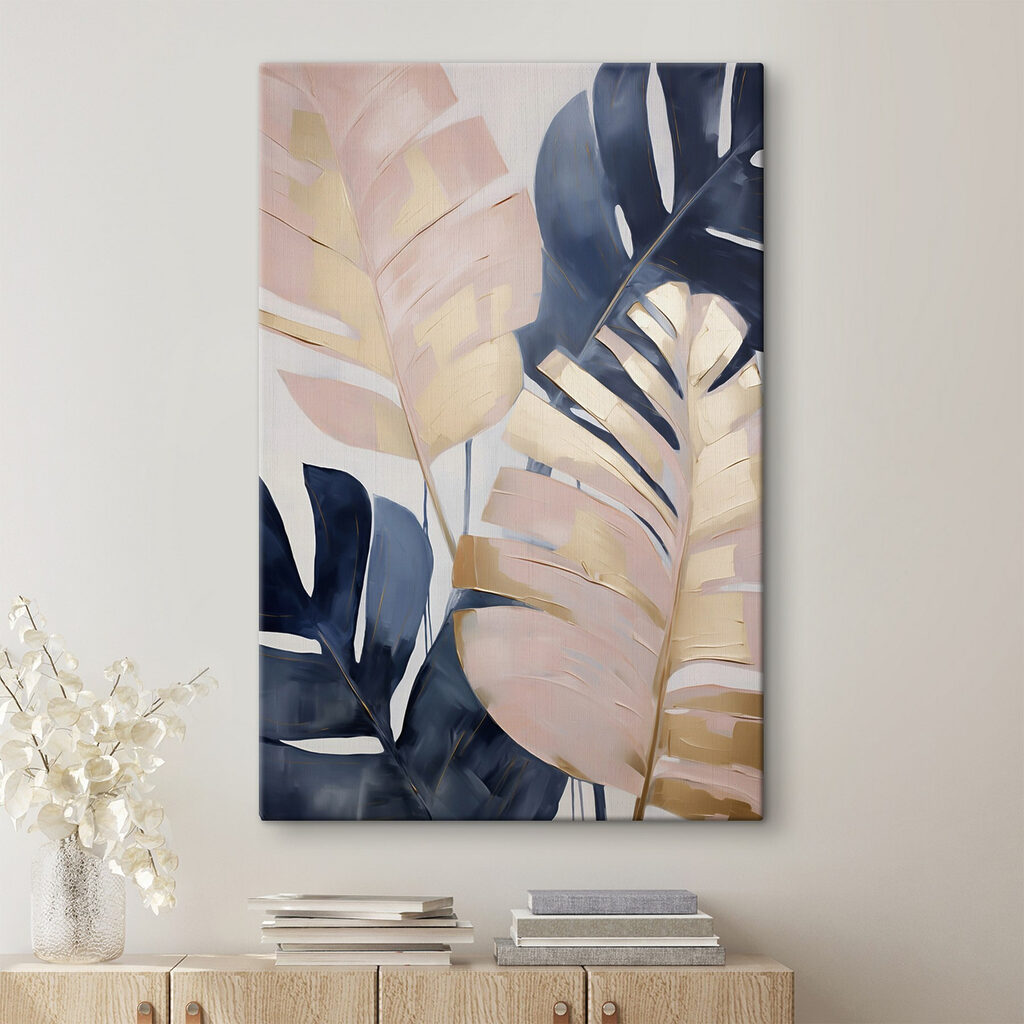 Blaue Monstera neben Rosa — Interieur 1