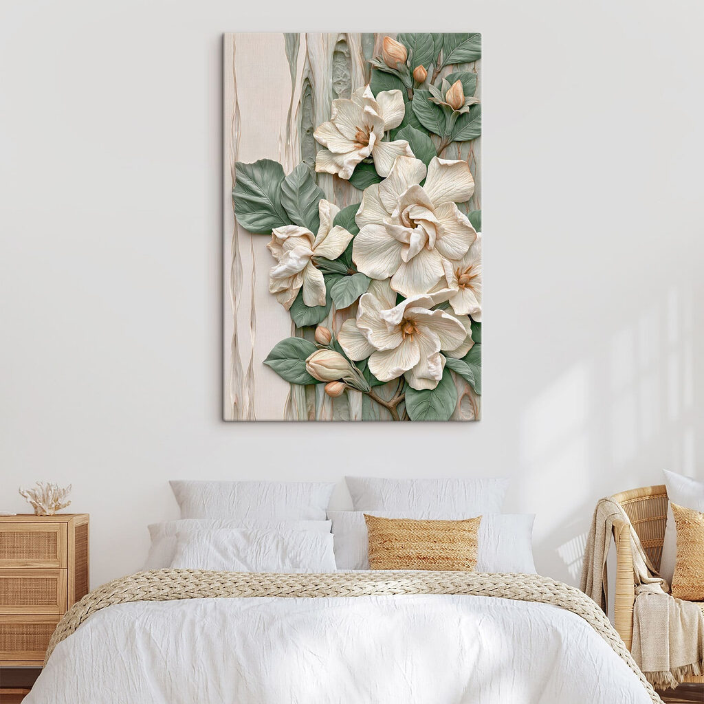Weiße Blüten im Relief — Interieur 2