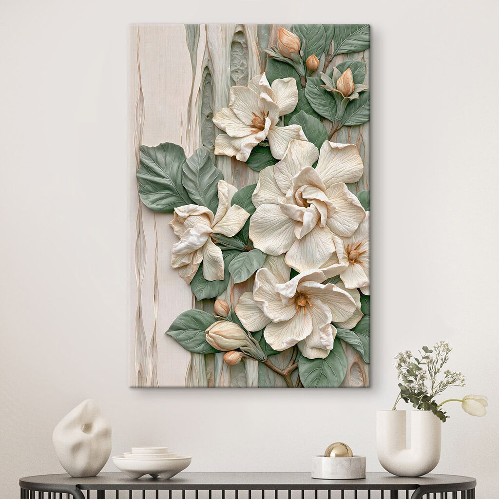 Weiße Blüten im Relief — Interieur 1