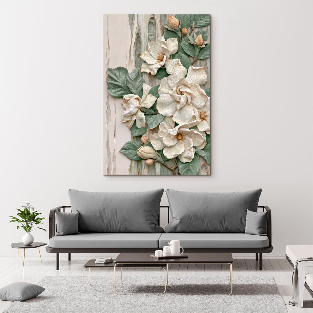 Weiße Blüten im Relief — Interieur 3