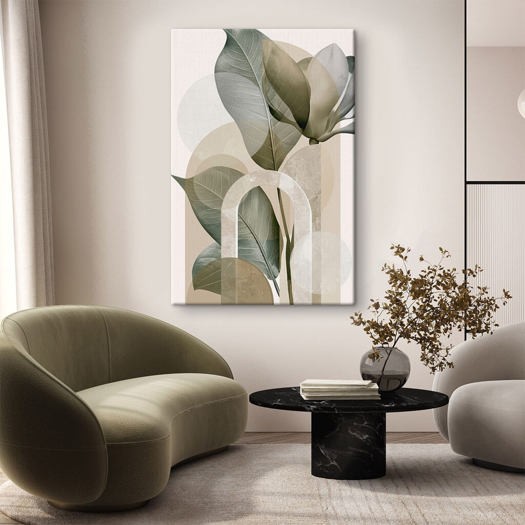 Blattformen zwischen blassen Rundungen — Interieur 2