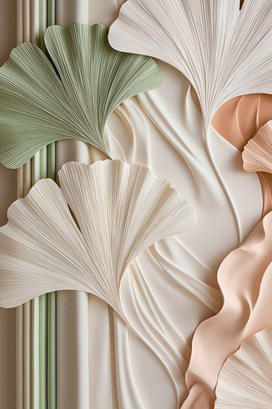 Ginkgo in zarten Pastelltönen — ganzes Design