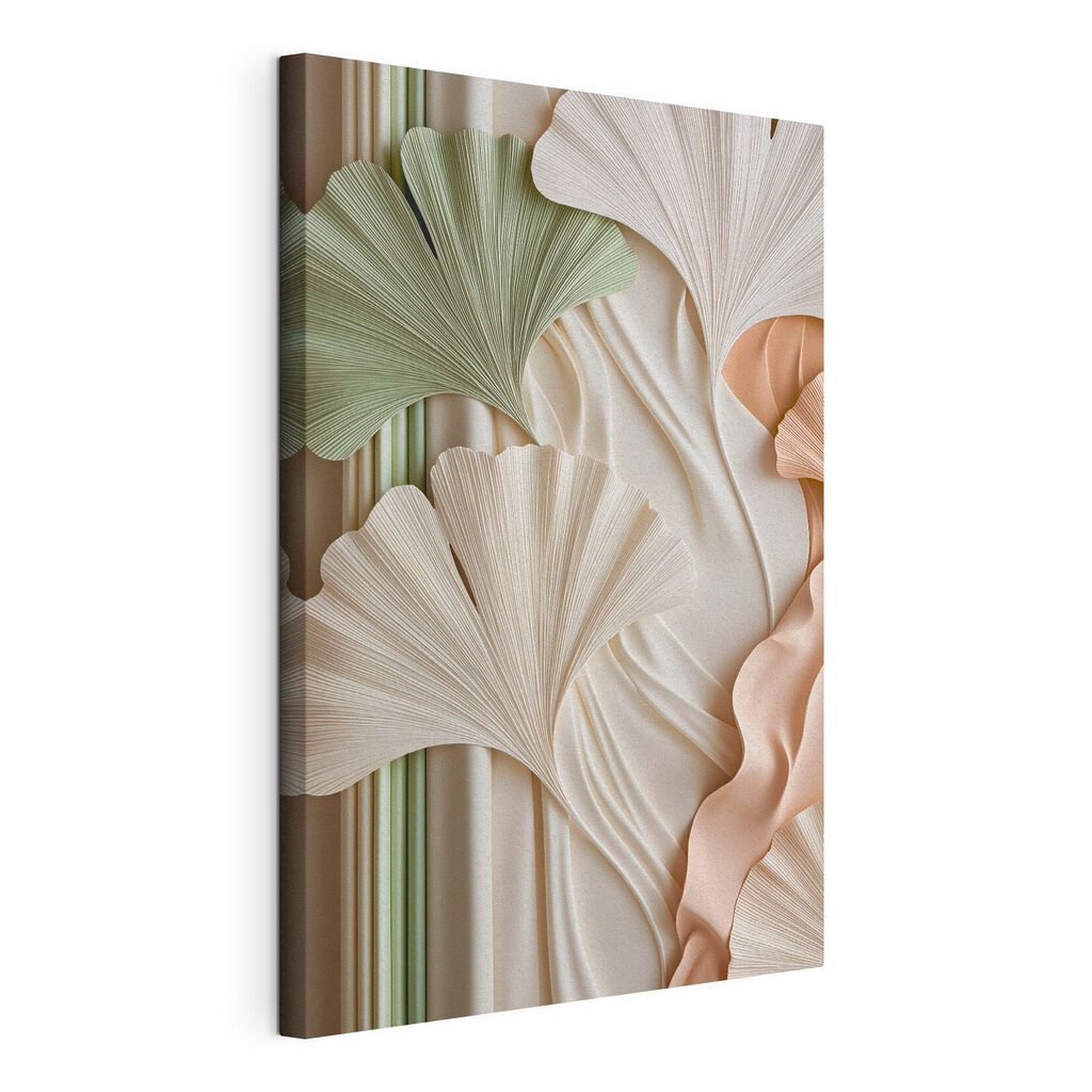 Ginkgo in zarten Pastelltönen, gespannte Leinwand mit umlaufender Kante