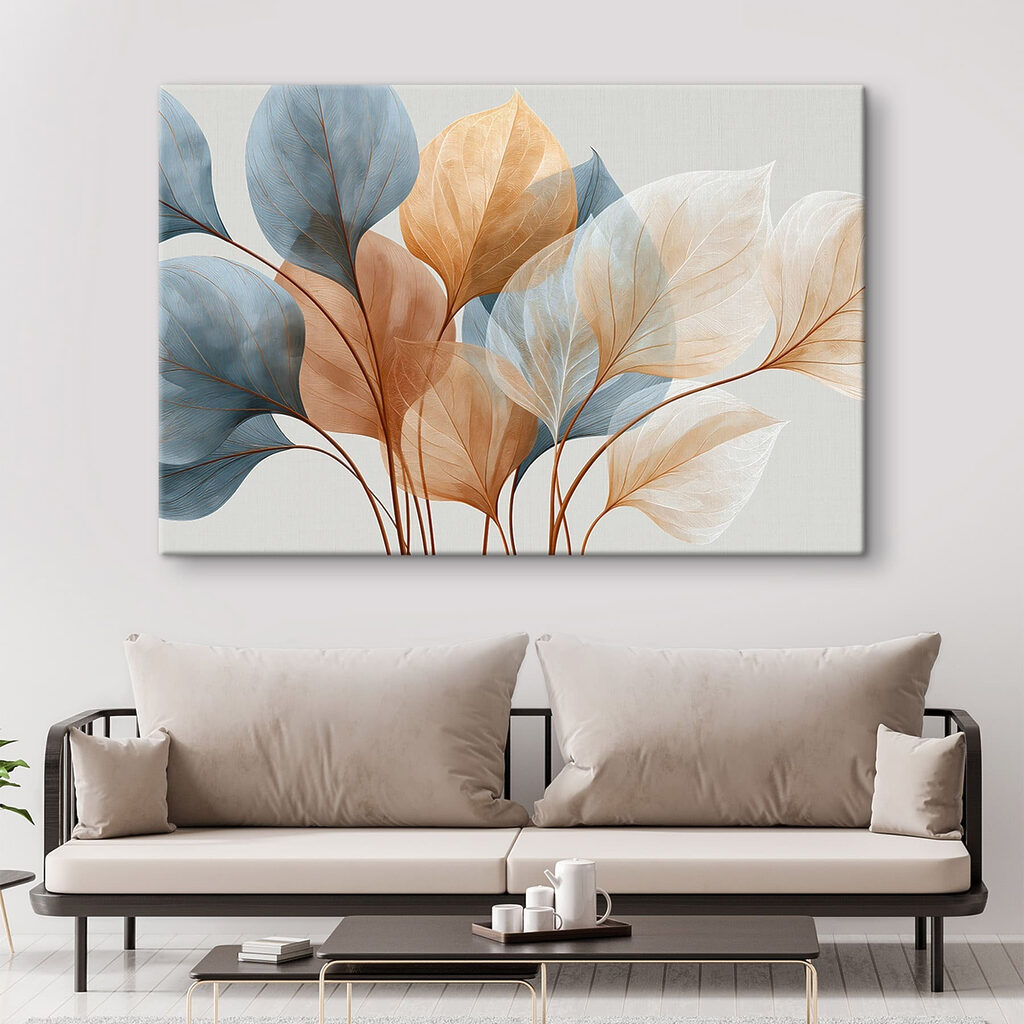 Blau-pfirsichfarbene Blattadern — Interieur 3