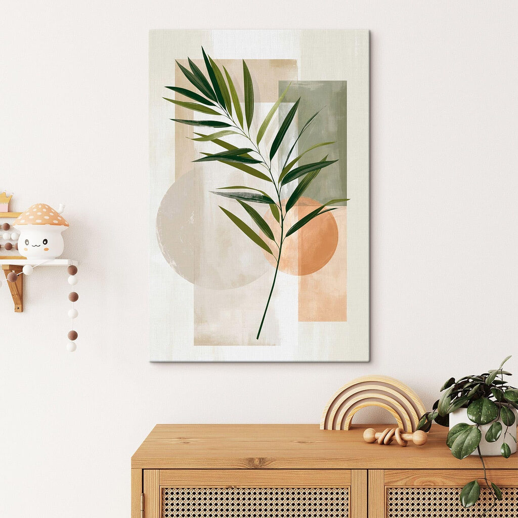 Palmblatt vor sanfter Geometrie — Interieur 2
