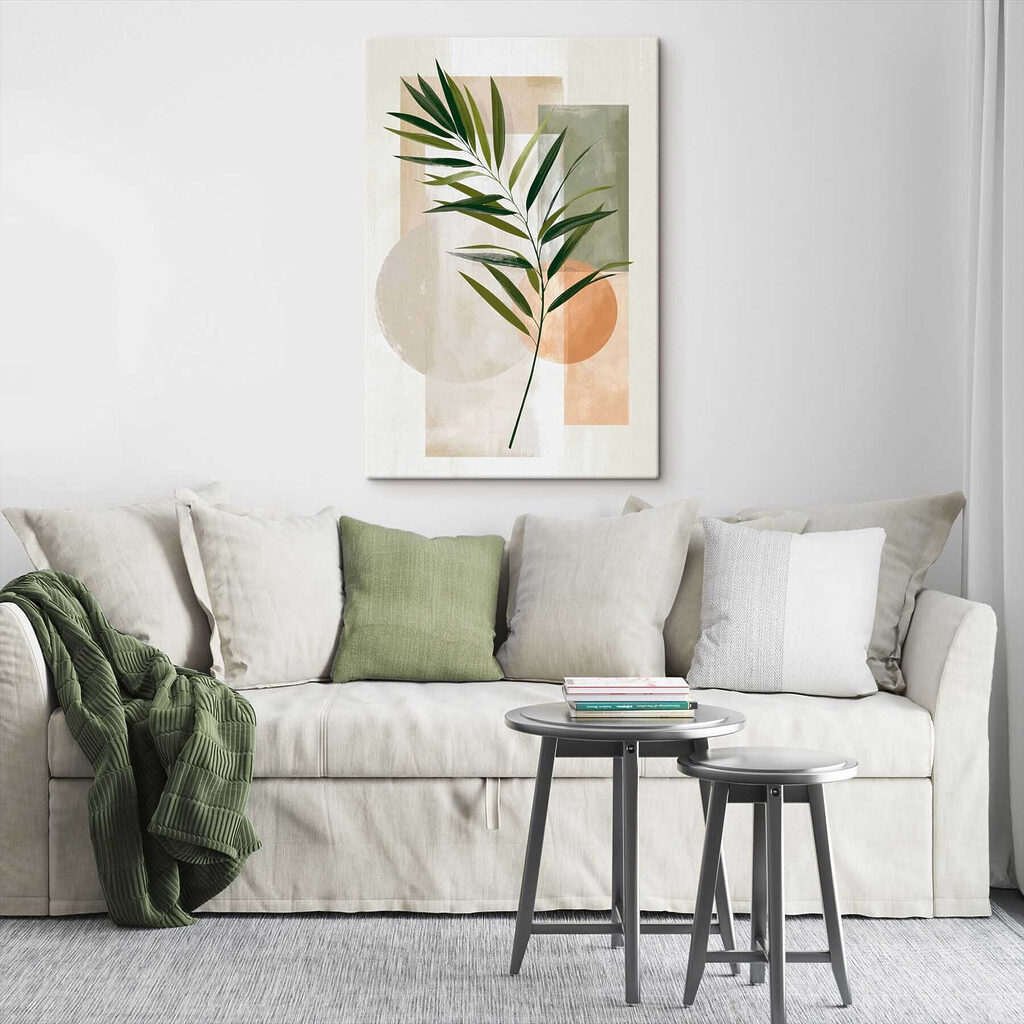 Palmblatt vor sanfter Geometrie — Interieur 3