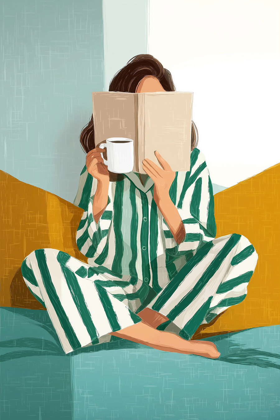 Lesen im gestreiften Pyjama — ganzes Design