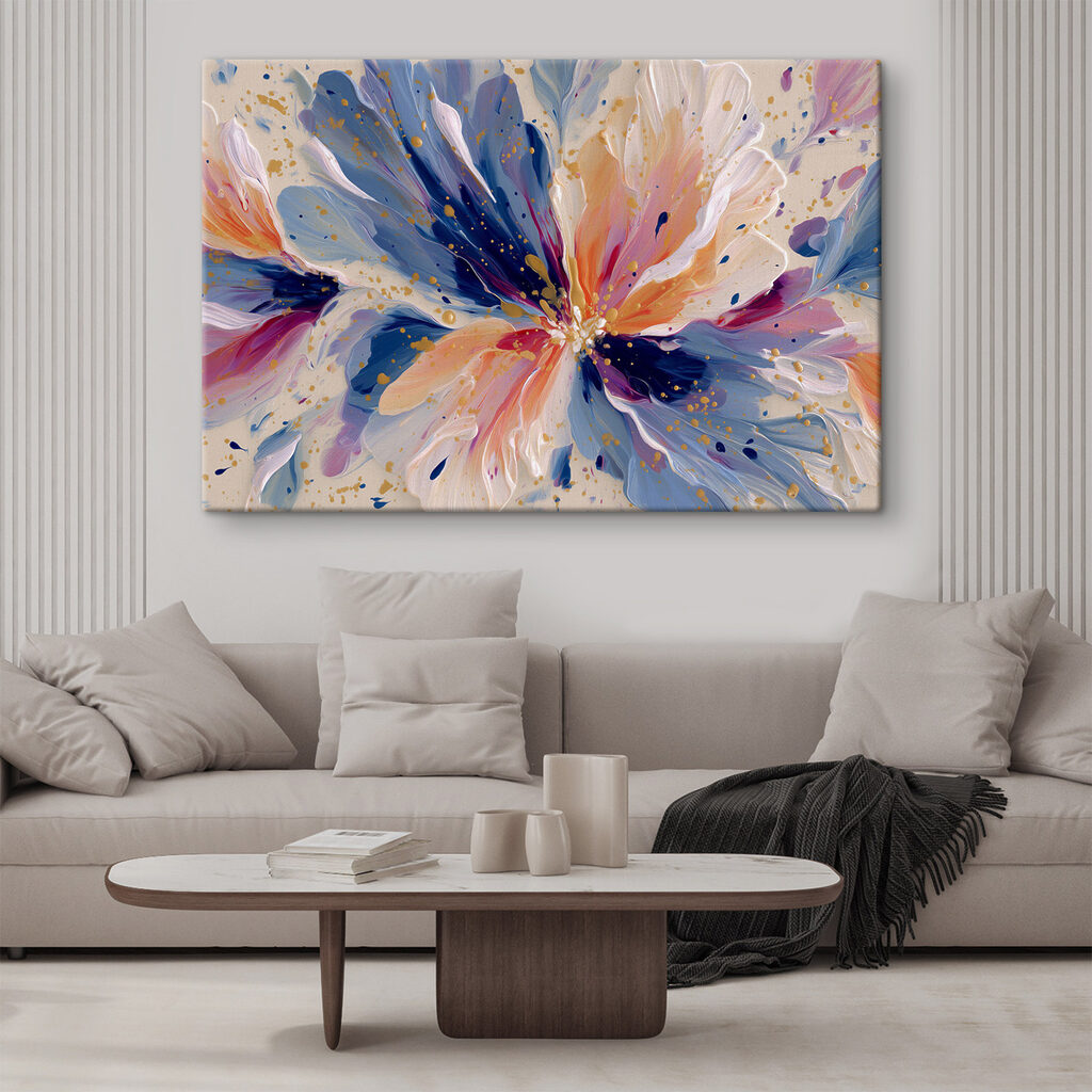 Blau-rosa Blütenspritzer — Interieur 2