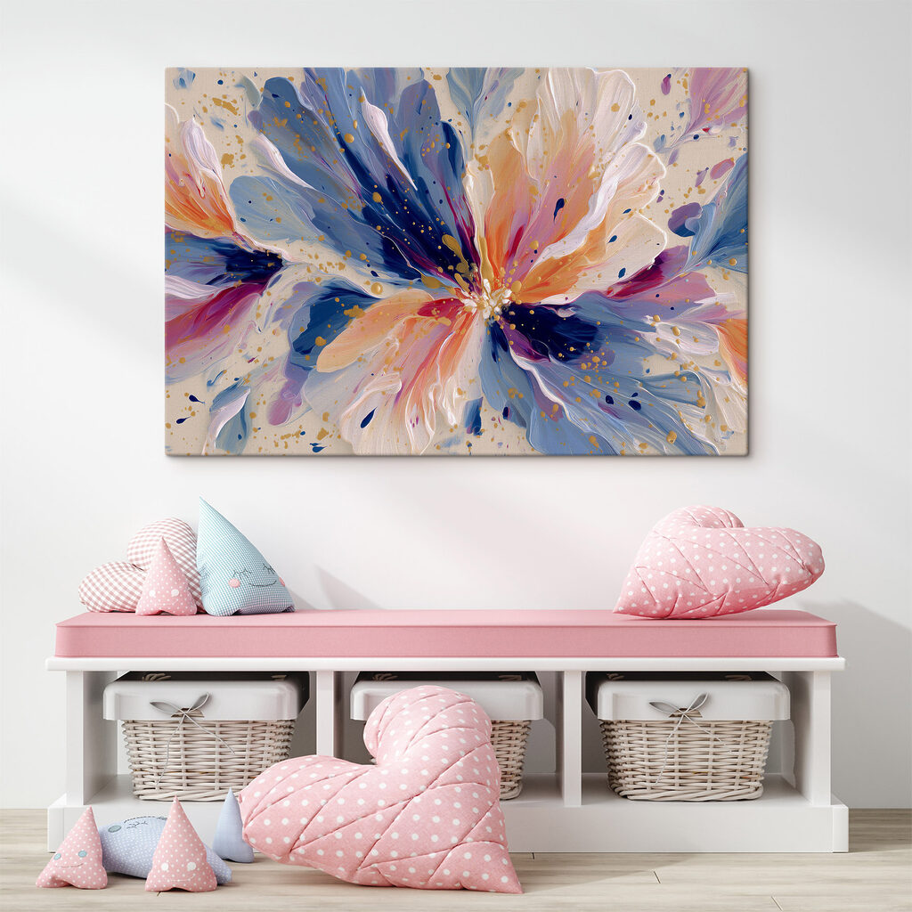 Blau-rosa Blütenspritzer — Interieur 1