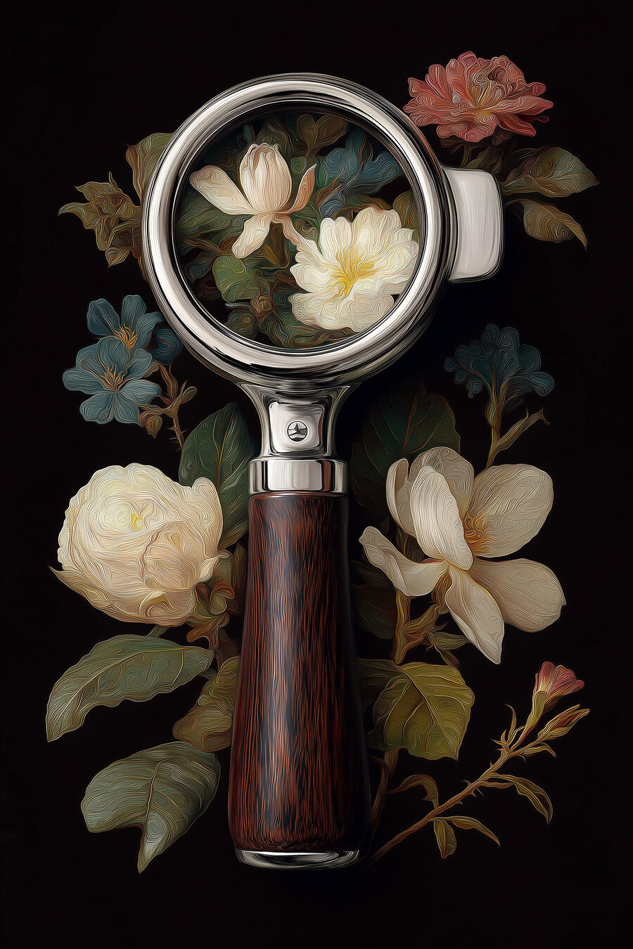 Blumen unter der Lupe — ganzes Design