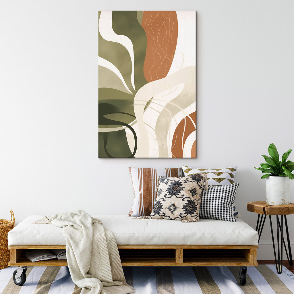 Blattkonturen zwischen warmen Flächen — Interieur 2