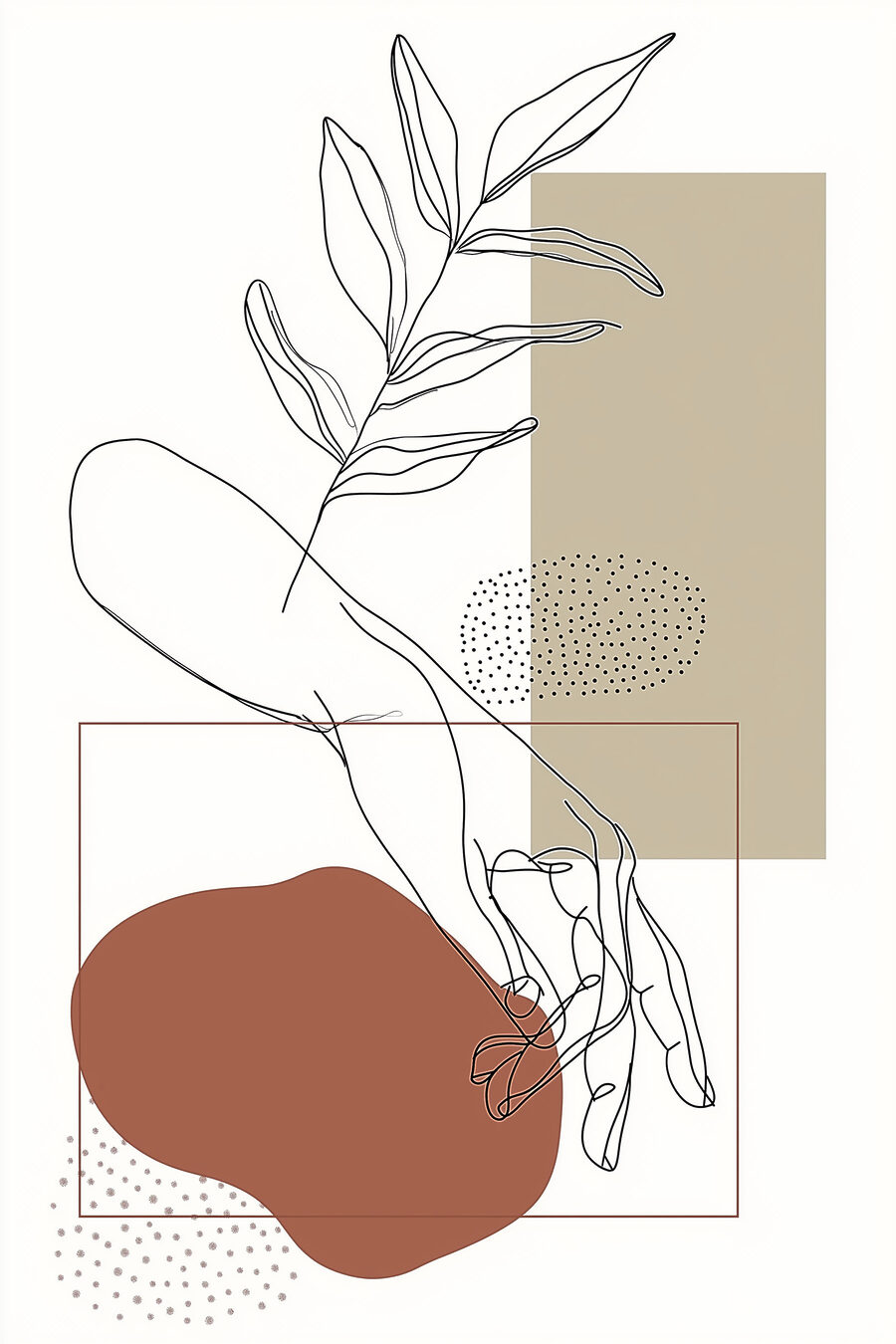 Hand und Blattzweig — ganzes Design
