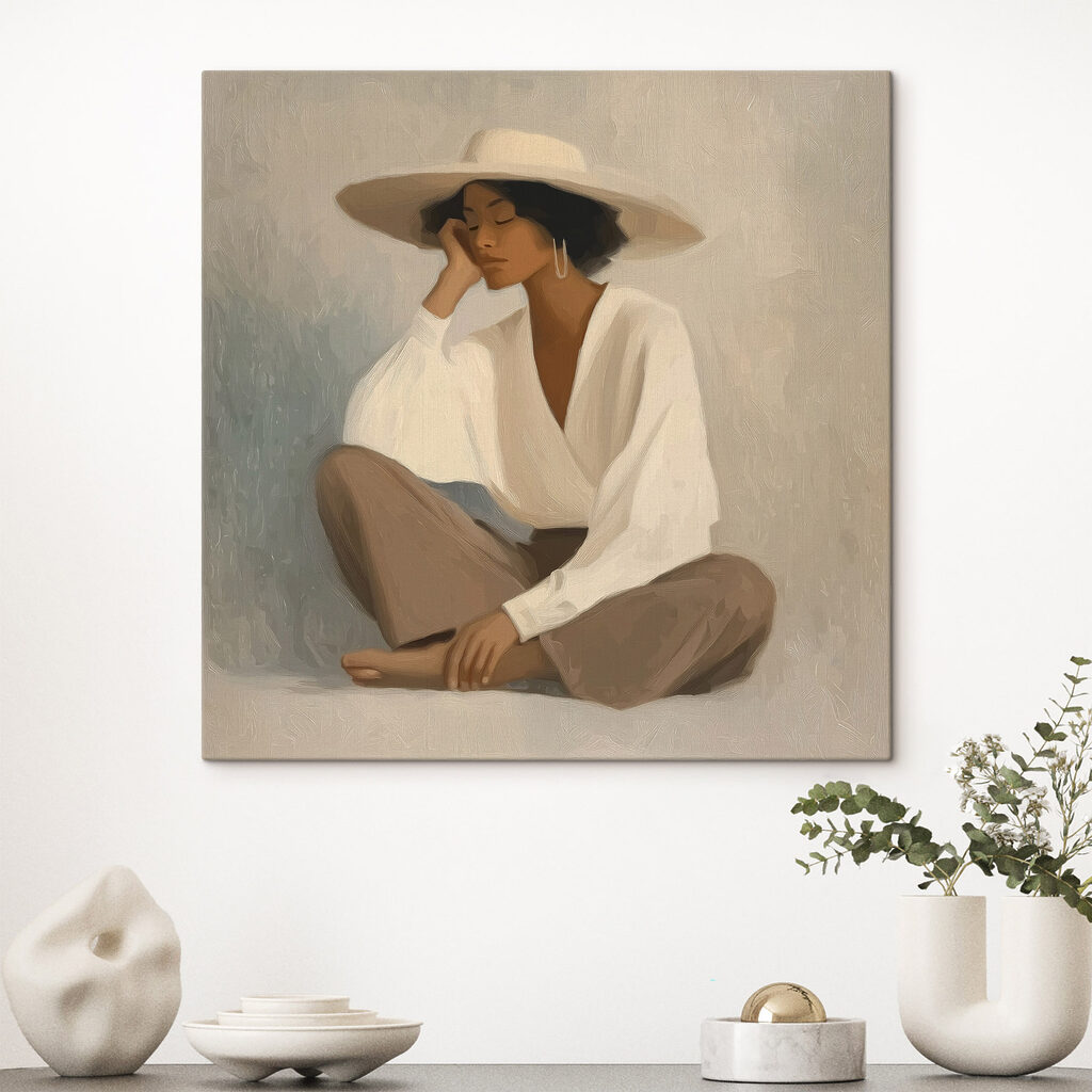 Sitzende Frau mit Sonnenhut — Interieur 2