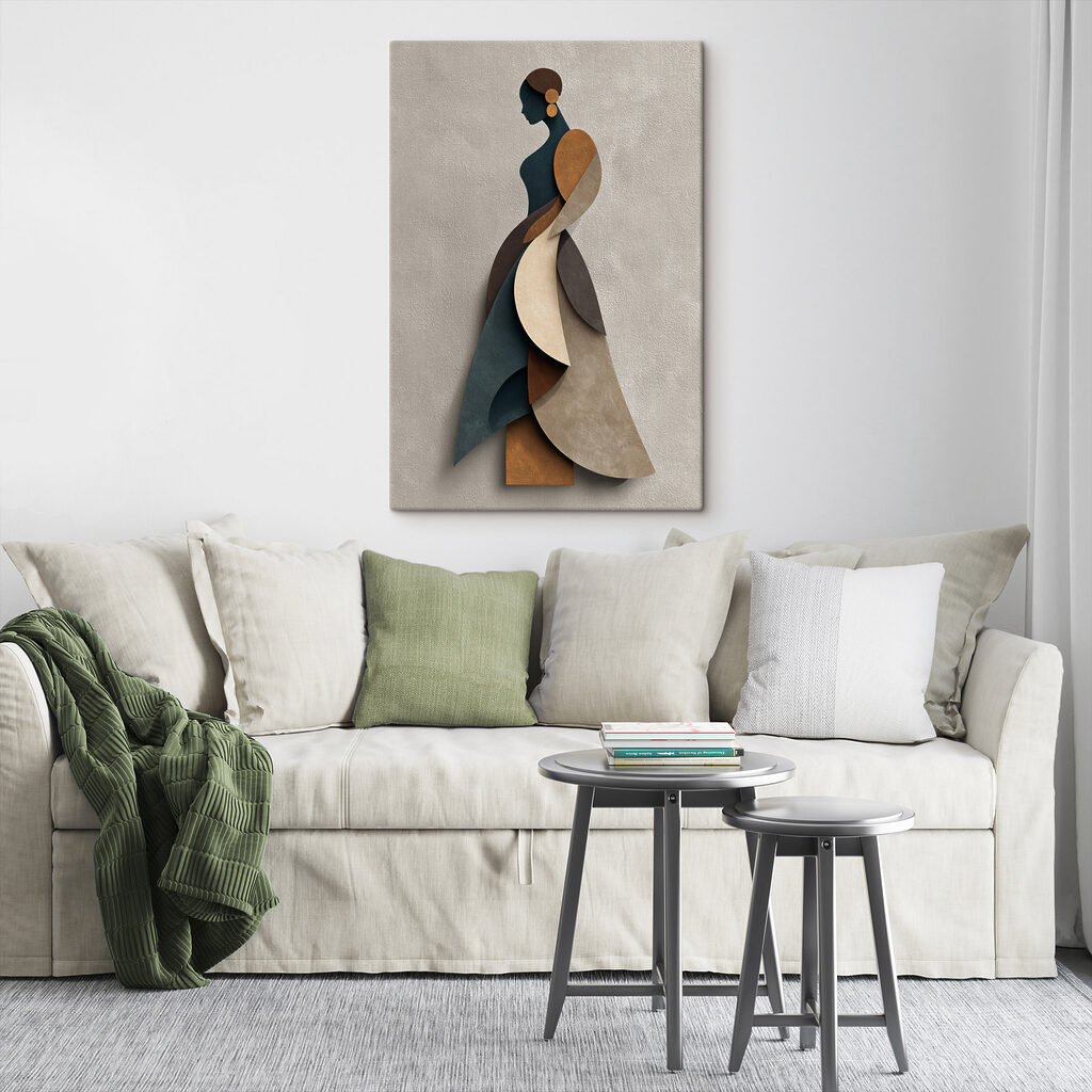 Frauenfigur in gefalteten Flächen — Interieur 1