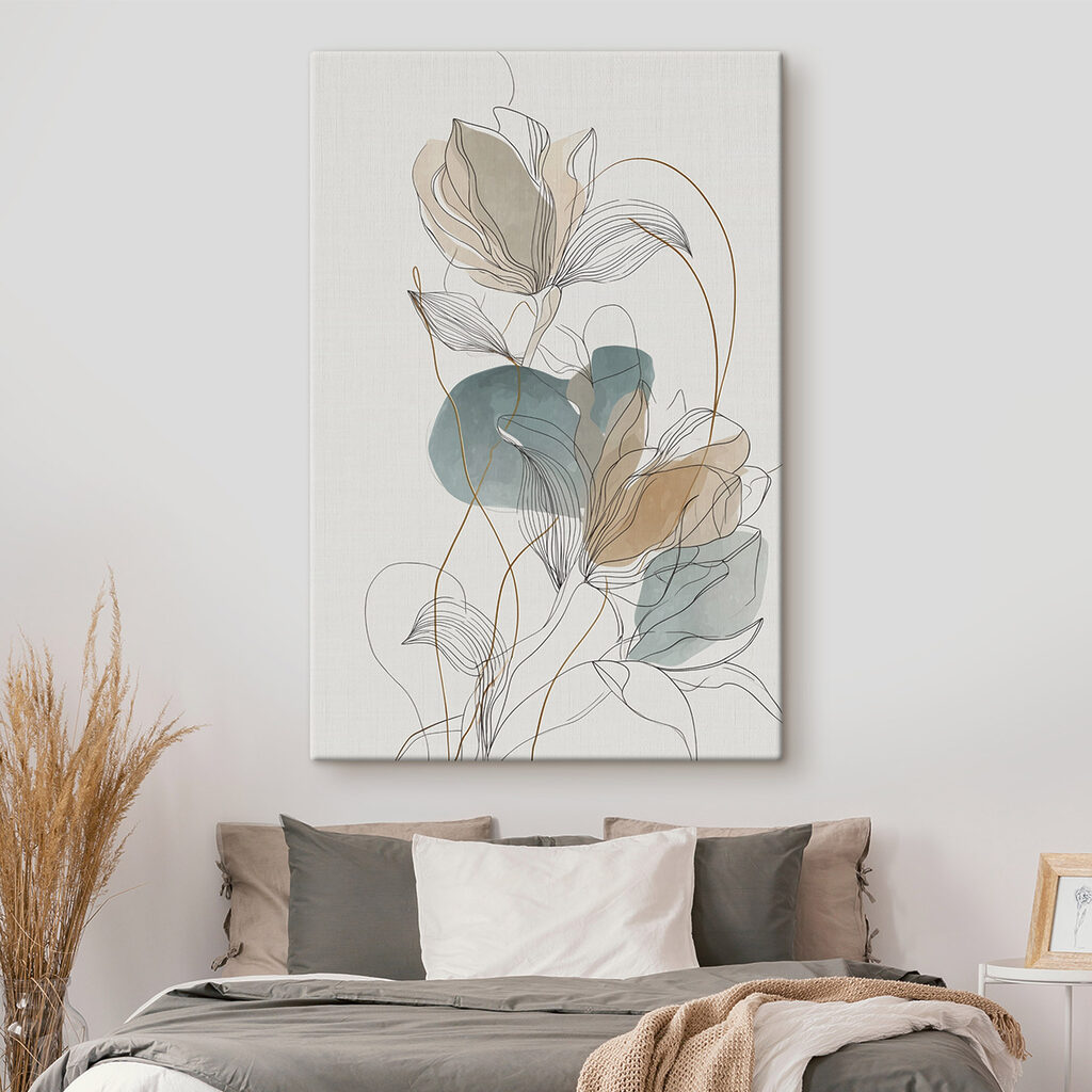 Blattkonturen und durchscheinende Formen in einem Interieur