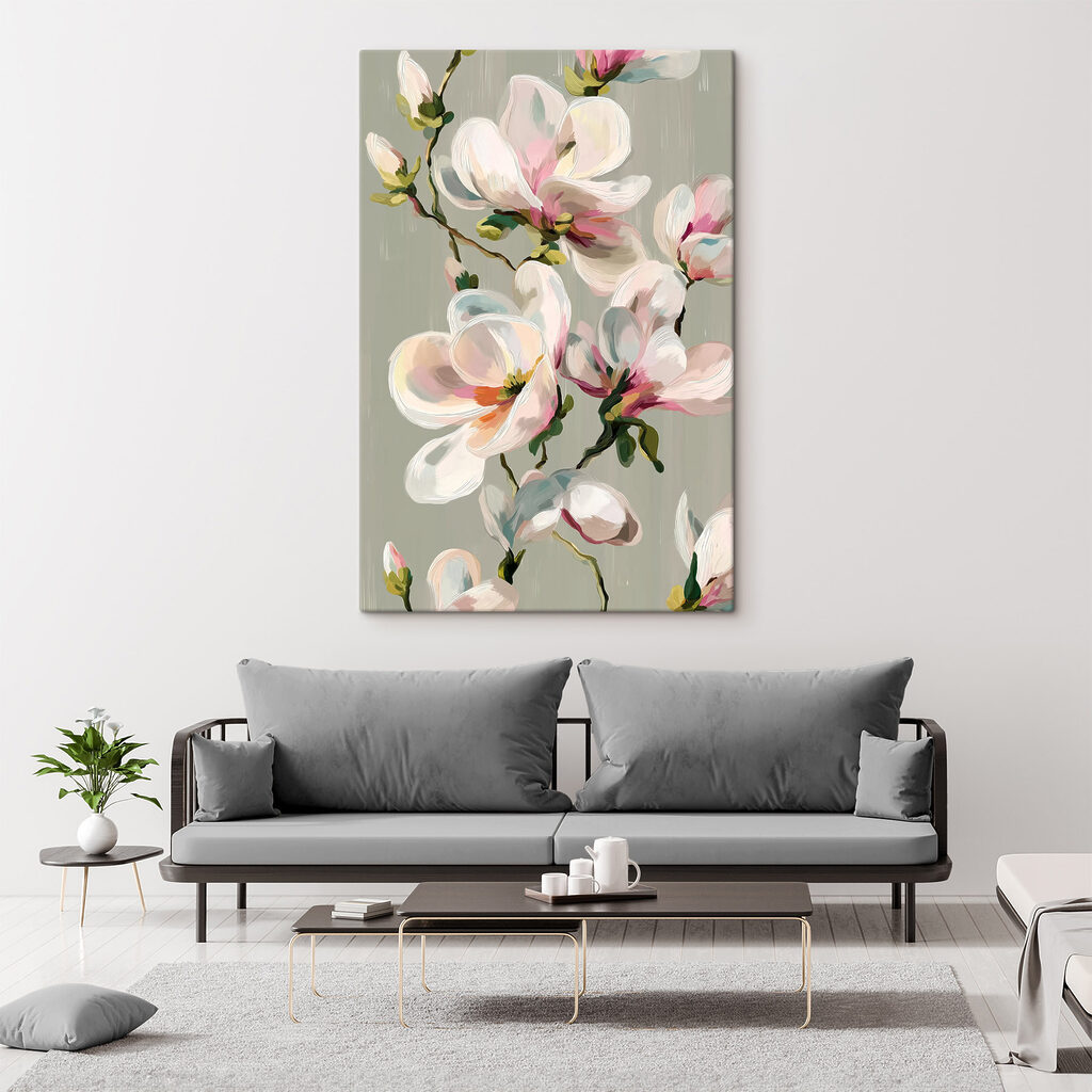 Rosa Magnolie in Pinselstrichen — Interieur 1