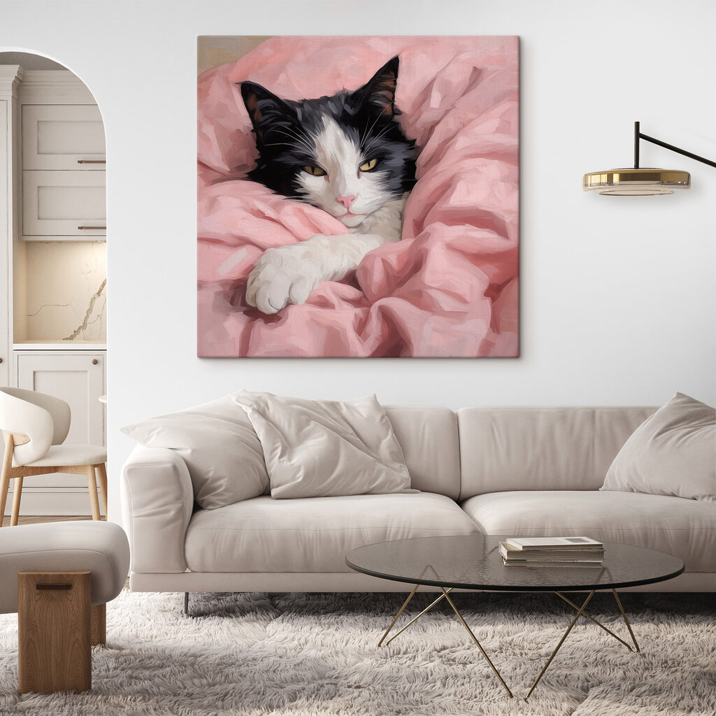 Katze auf rosa Decke — Interieur 1