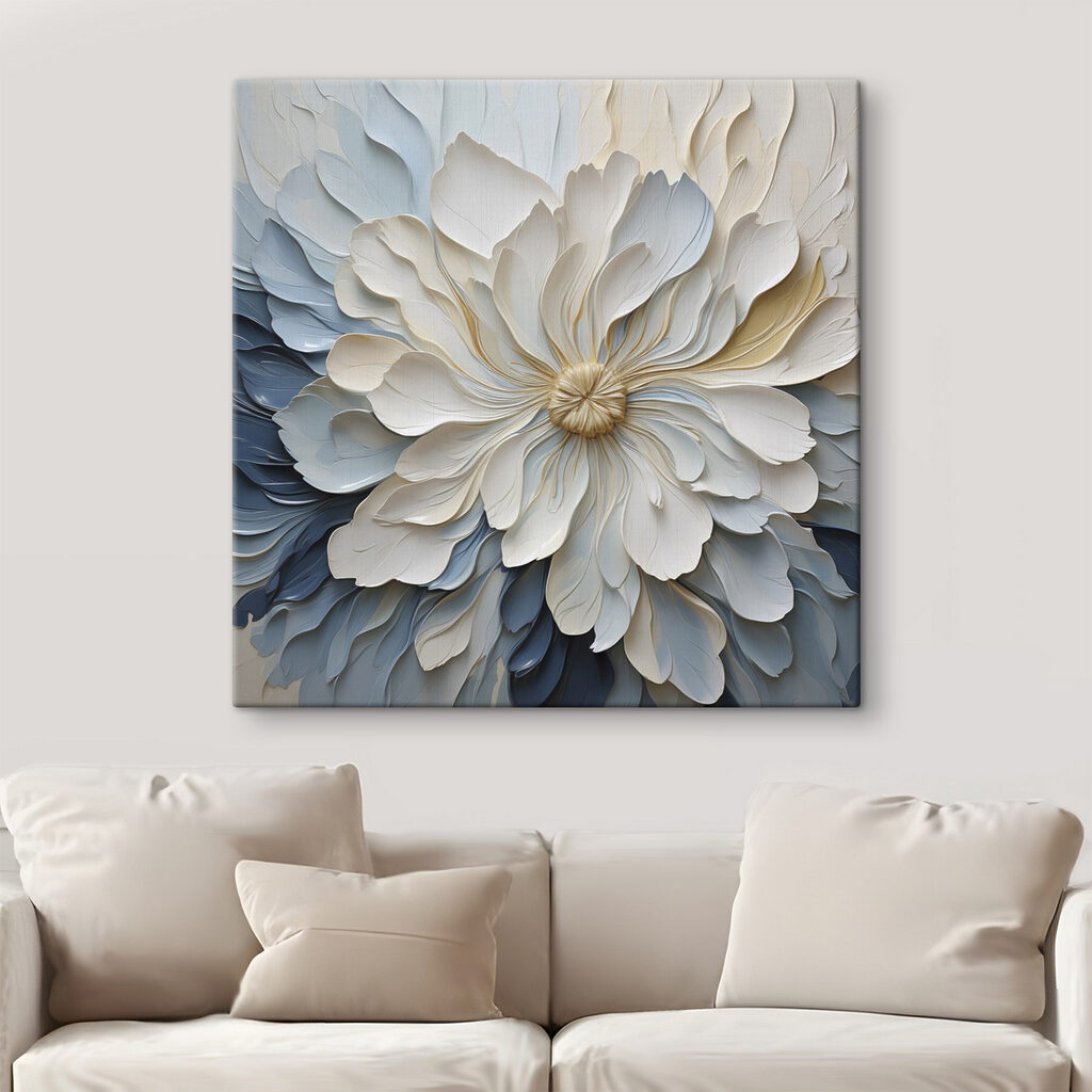 Weiße Blüte über Blautönen — Interieur 2