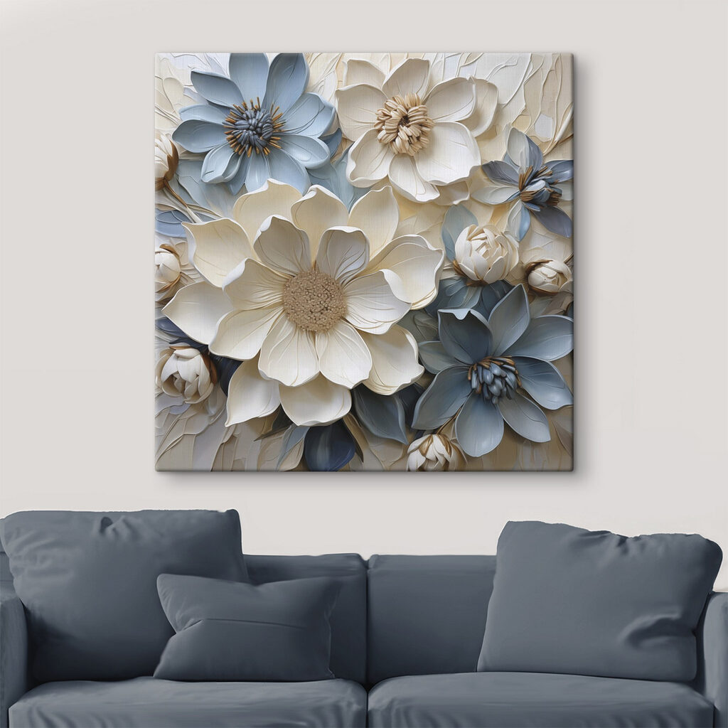 Blütenlagen in Hellblau — Interieur 1