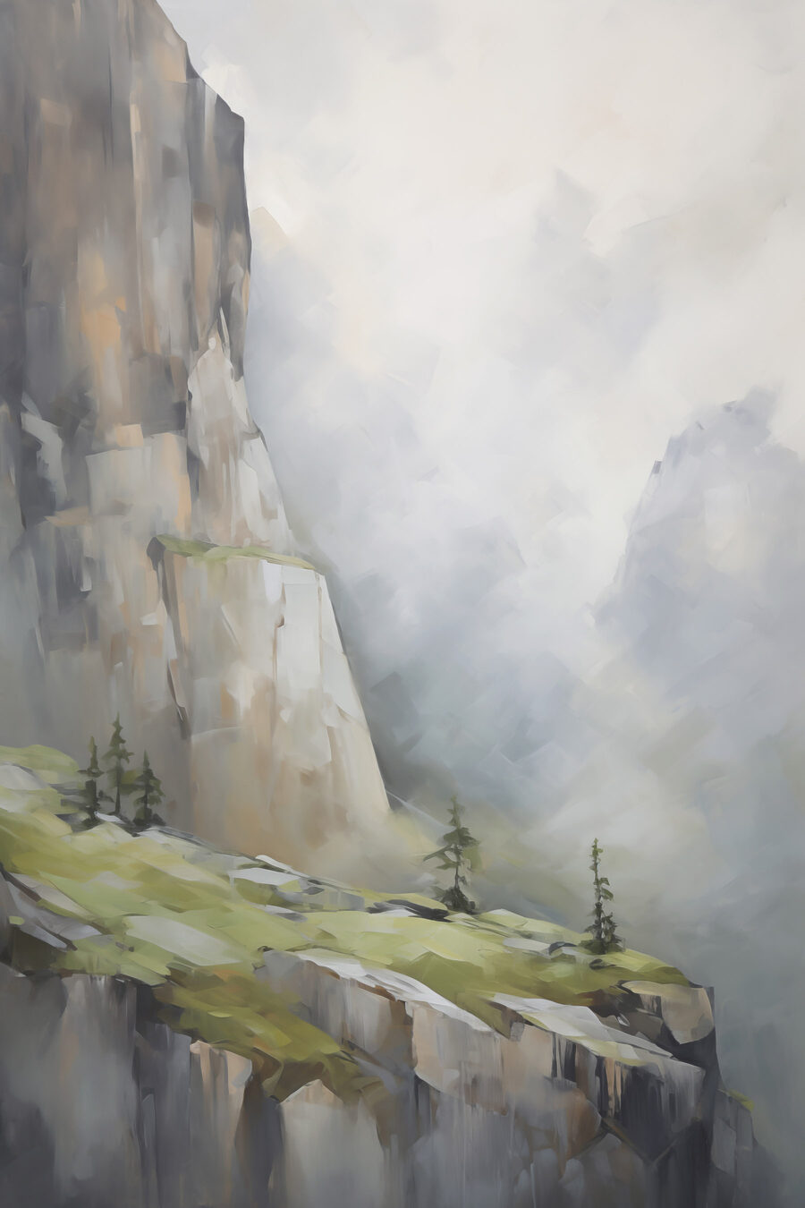 Nebel um hohe Felswände — ganzes Design