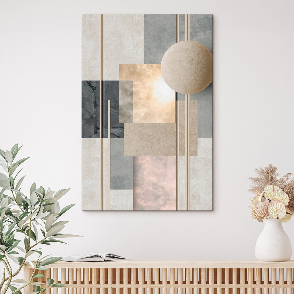 Sandfarbene Kugel und Farbfelder — Interieur 3