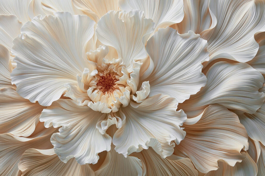 Weiße Blüte mit Wellenrand — ganzes Design
