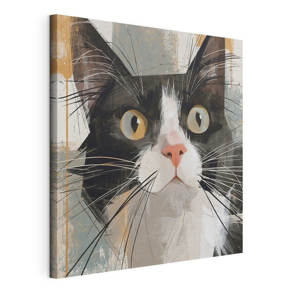 Katze mit Bernsteinaugen, gespannte Leinwand mit umlaufender Kante