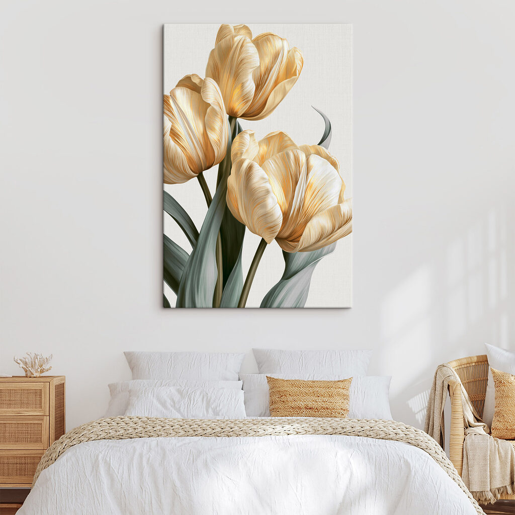 Goldene Tulpen auf Graugrün — Interieur 1