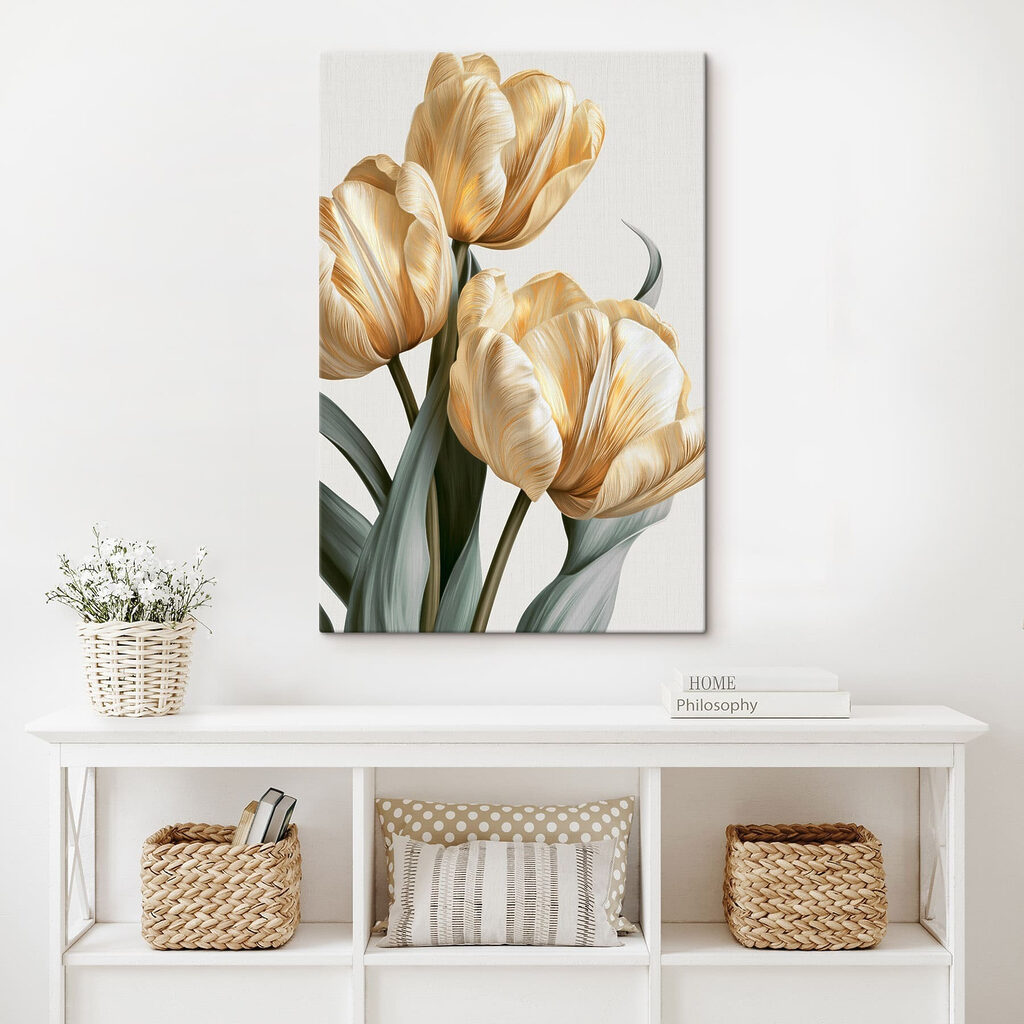 Goldene Tulpen auf Graugrün — Interieur 3