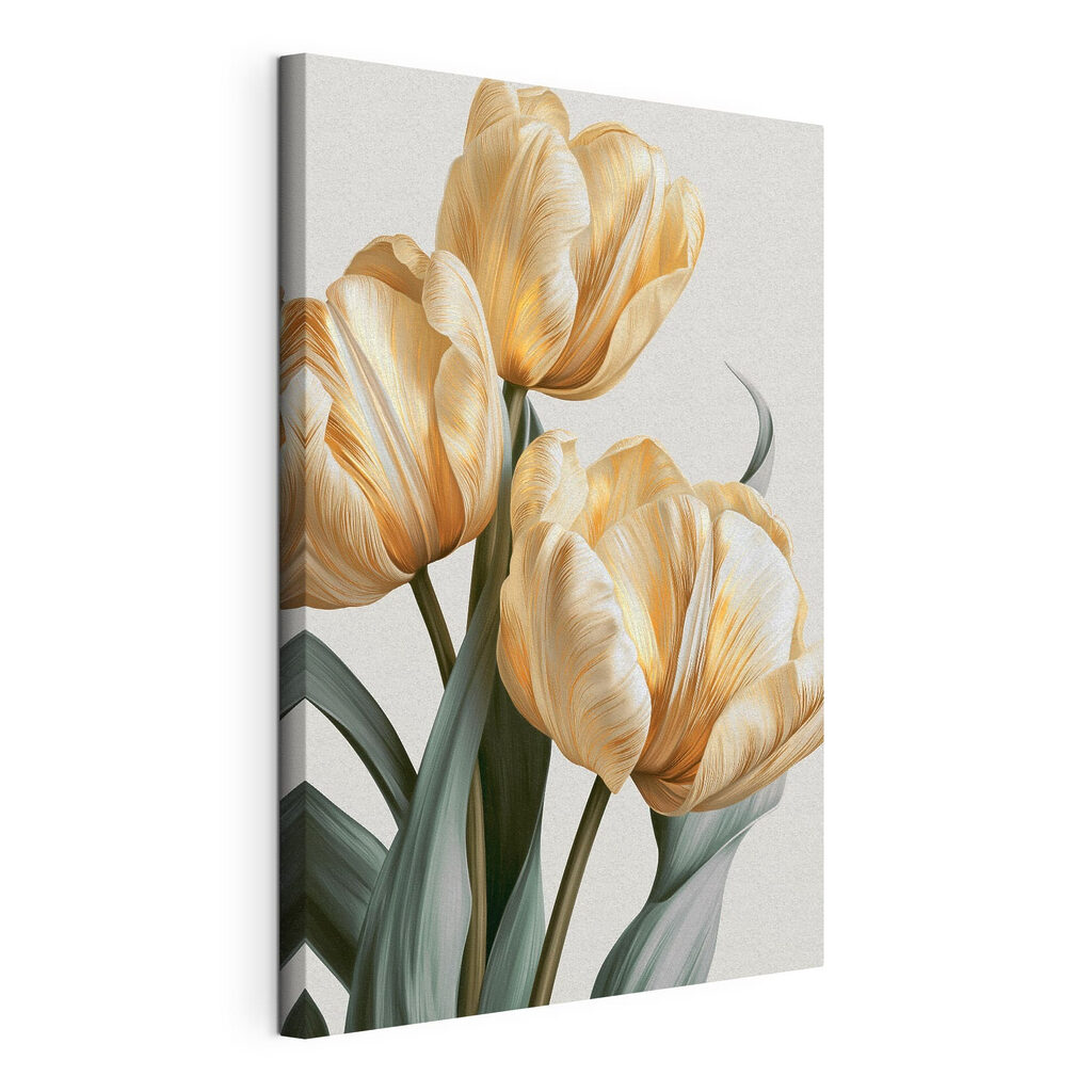 Goldene Tulpen auf Graugrün — Produktansicht