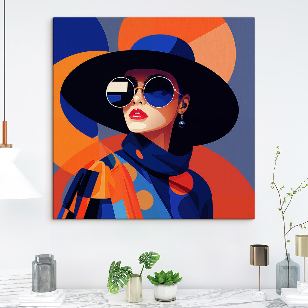 Frau mit blauer Sonnenbrille — Interieur 1