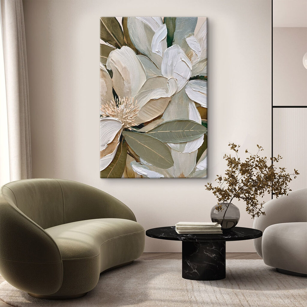 Weiße Blüten zwischen Olivblättern — Interieur 1