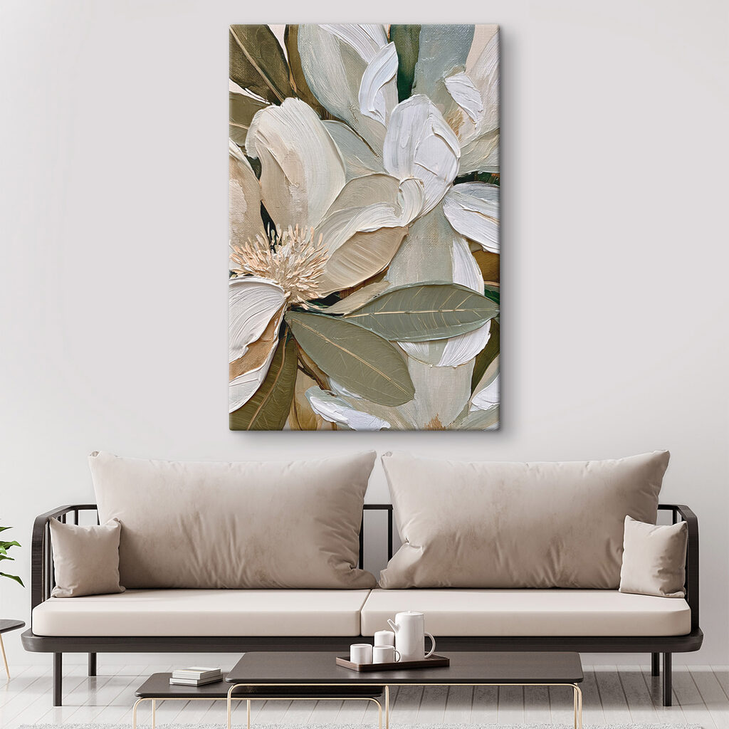 Weiße Blüten zwischen Olivblättern — Interieur 2