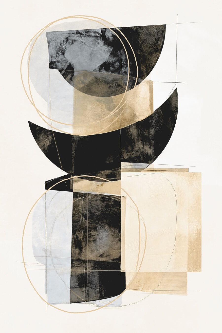 Halbkreise mit Goldlinien — ganzes Design