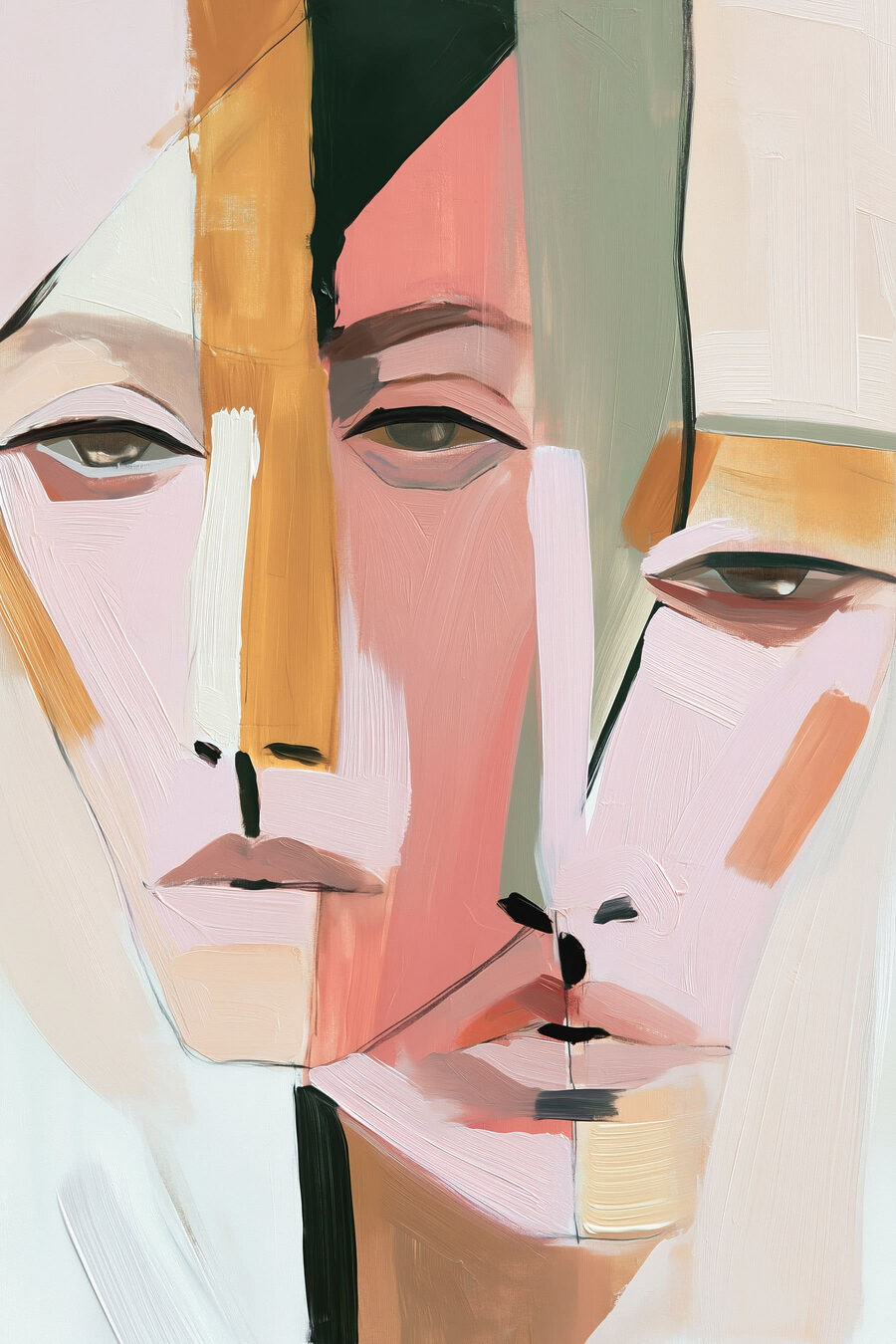 Frauengesichter in Pastell — ganzes Design