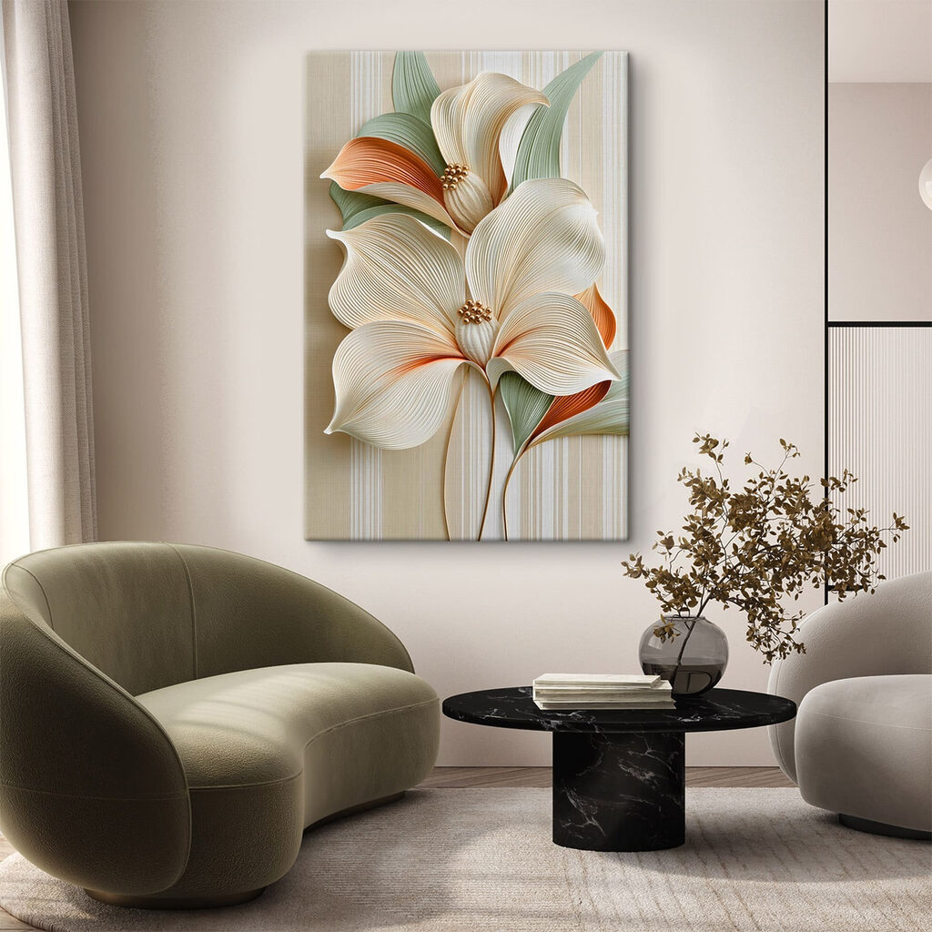 Weiße Blüten, orange gesäumt — Interieur 2
