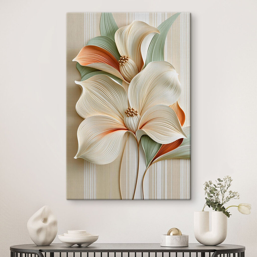Weiße Blüten, orange gesäumt — Interieur 3