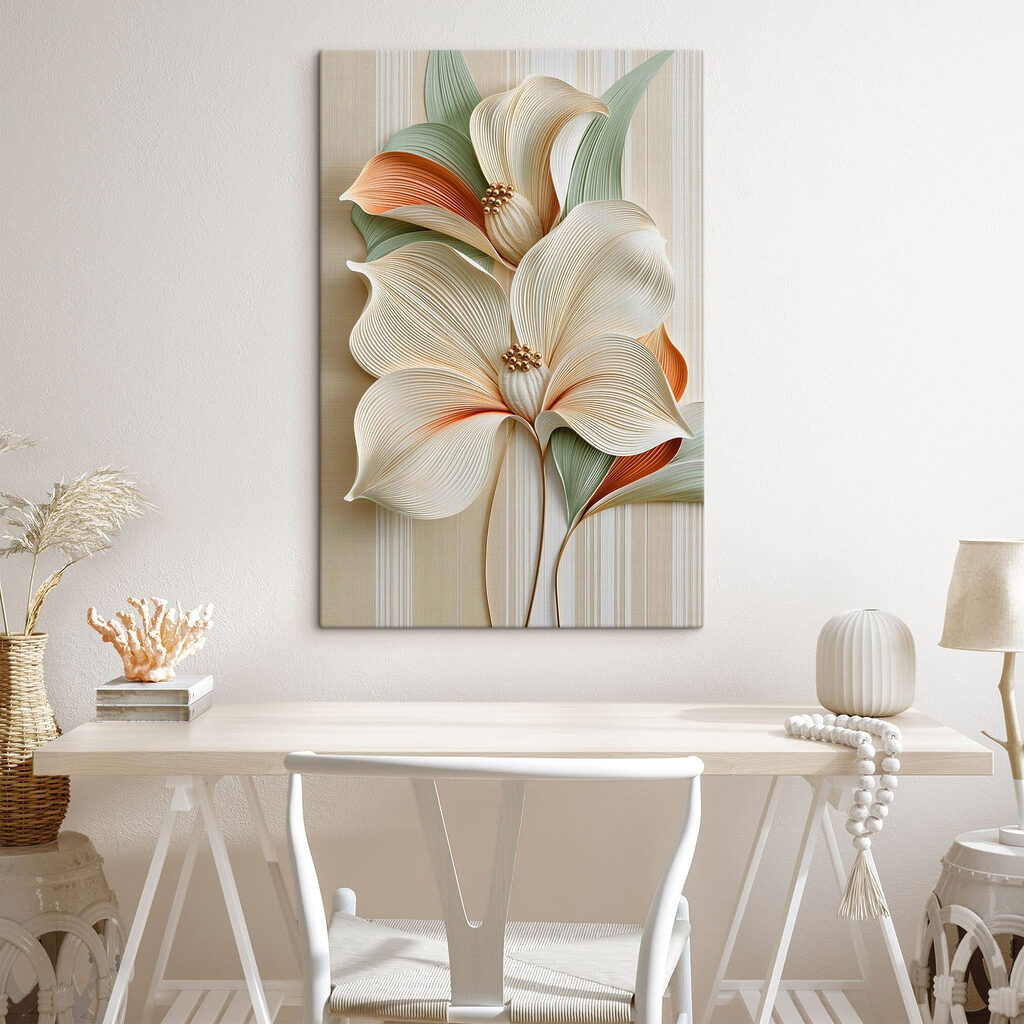 Weiße Blüten, orange gesäumt — Interieur 1