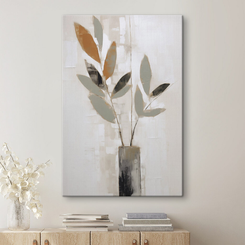 Blattzweig in grauer Vase — Interieur 2