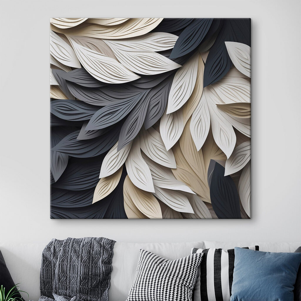 Schwarzweiße Blätterfächer — Interieur 2