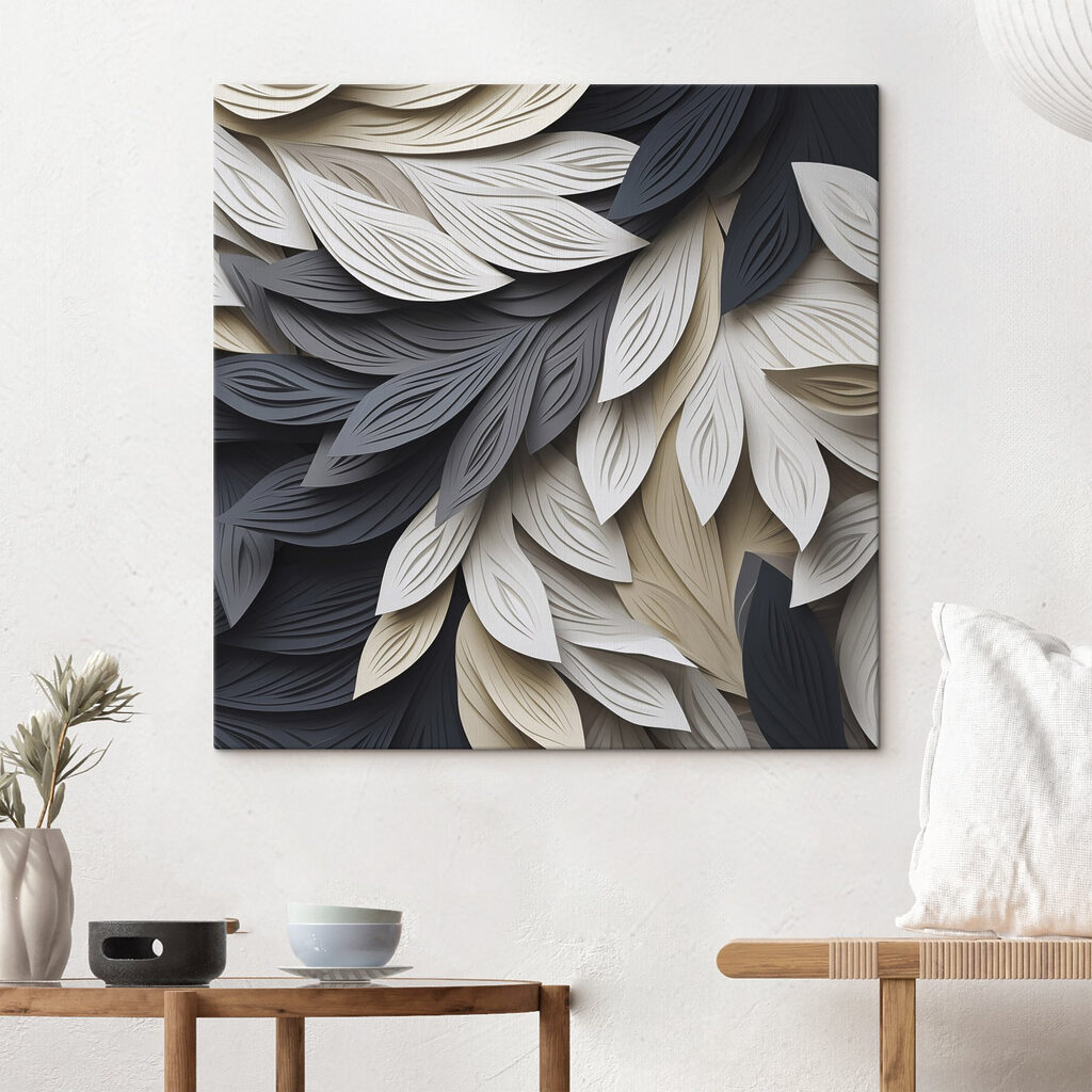 Schwarzweiße Blätterfächer — Interieur 1