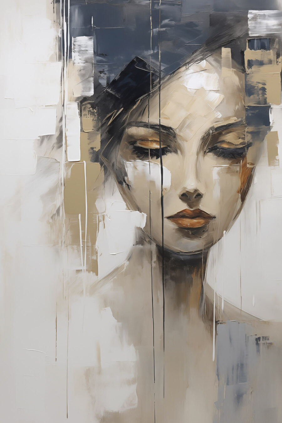 Frauenblick in Goldgrau — ganzes Design