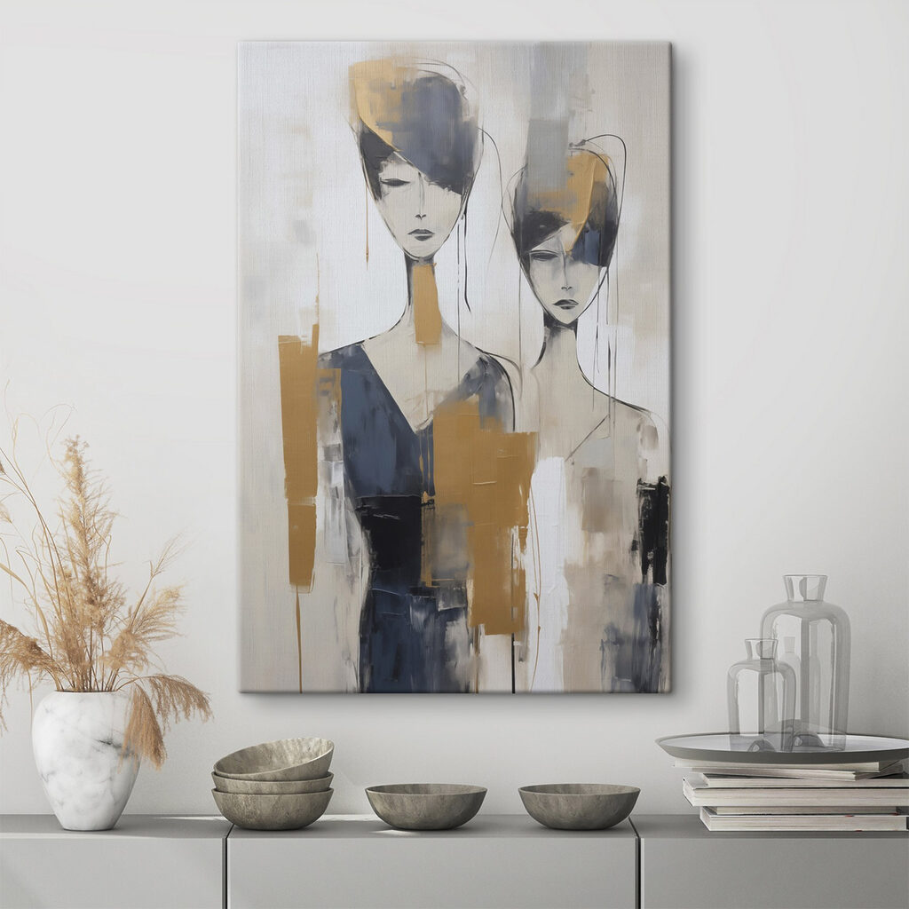 Zwei Frauen in Farbbahnen — Interieur 1