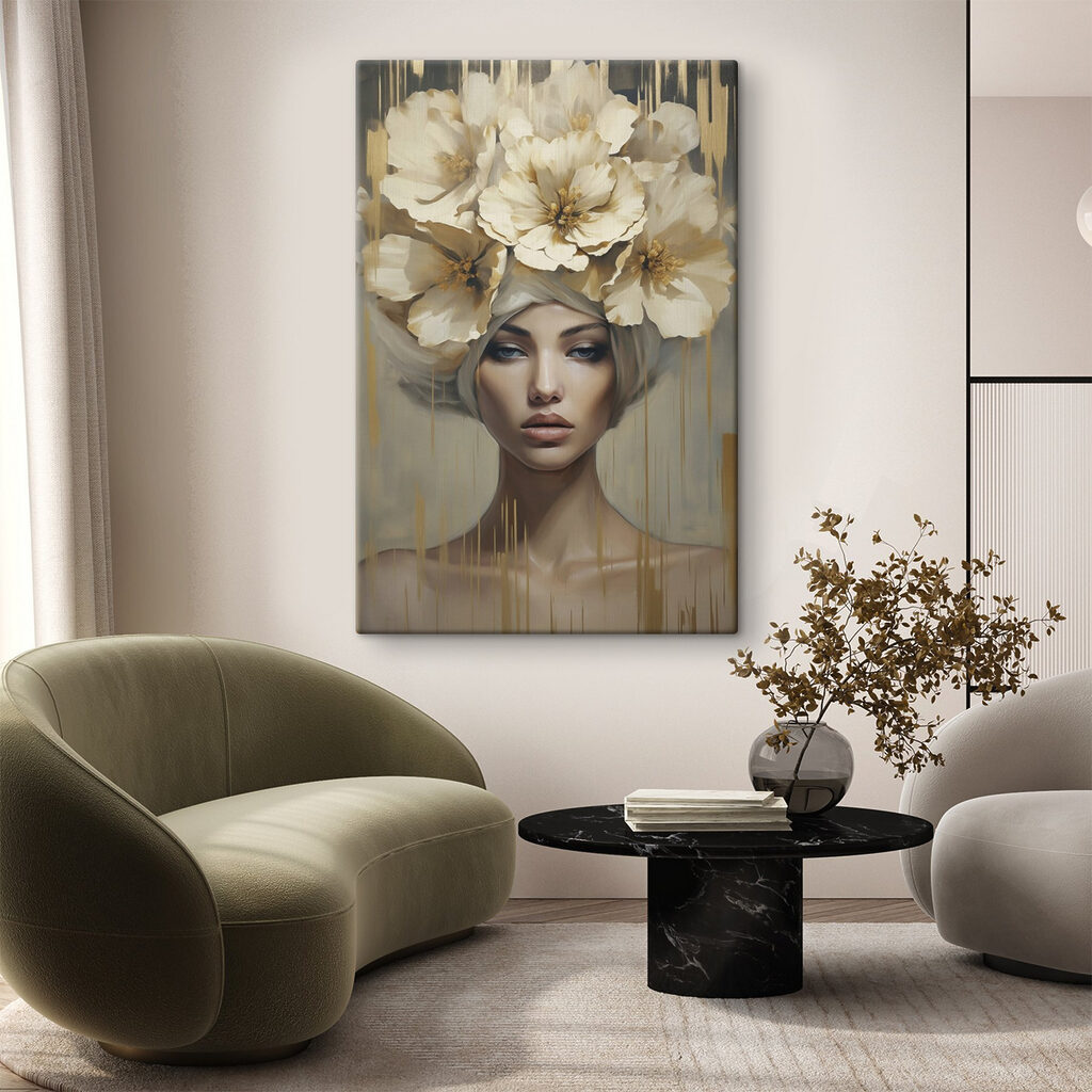 Frau mit weißem Blütenkranz — Interieur 2