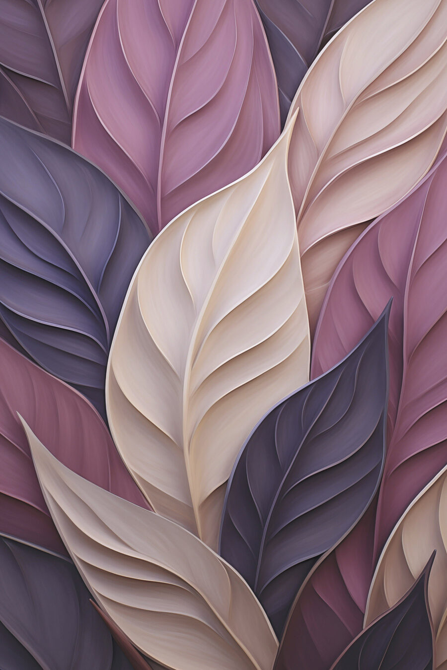 Violette Blattrippen und Creme — ganzes Design