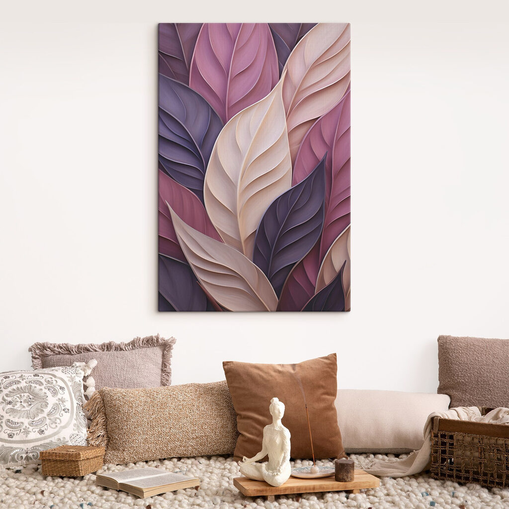 Violette Blattrippen und Creme — Interieur 2