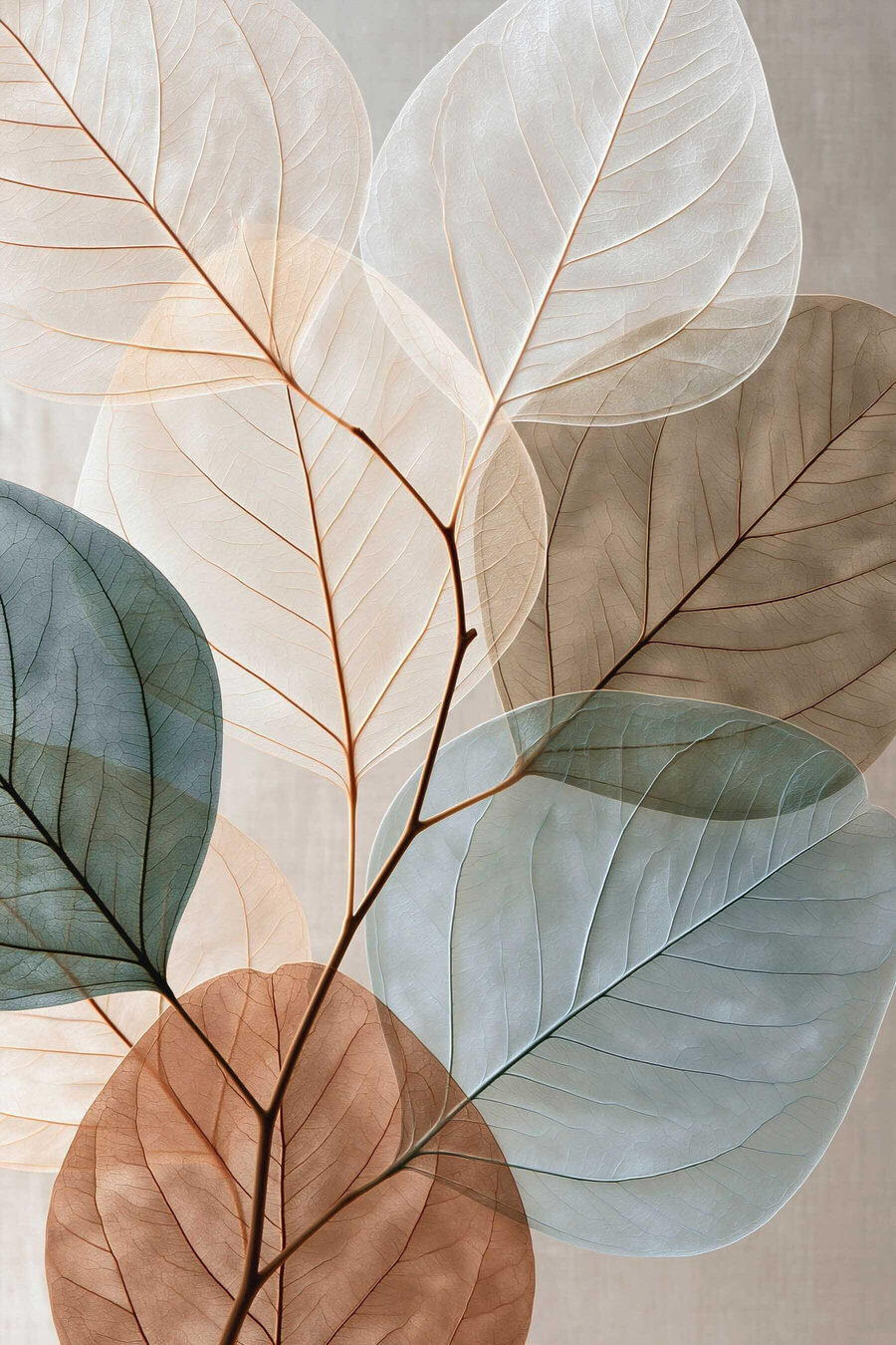Blattskelette in sanften Farben — ganzes Design