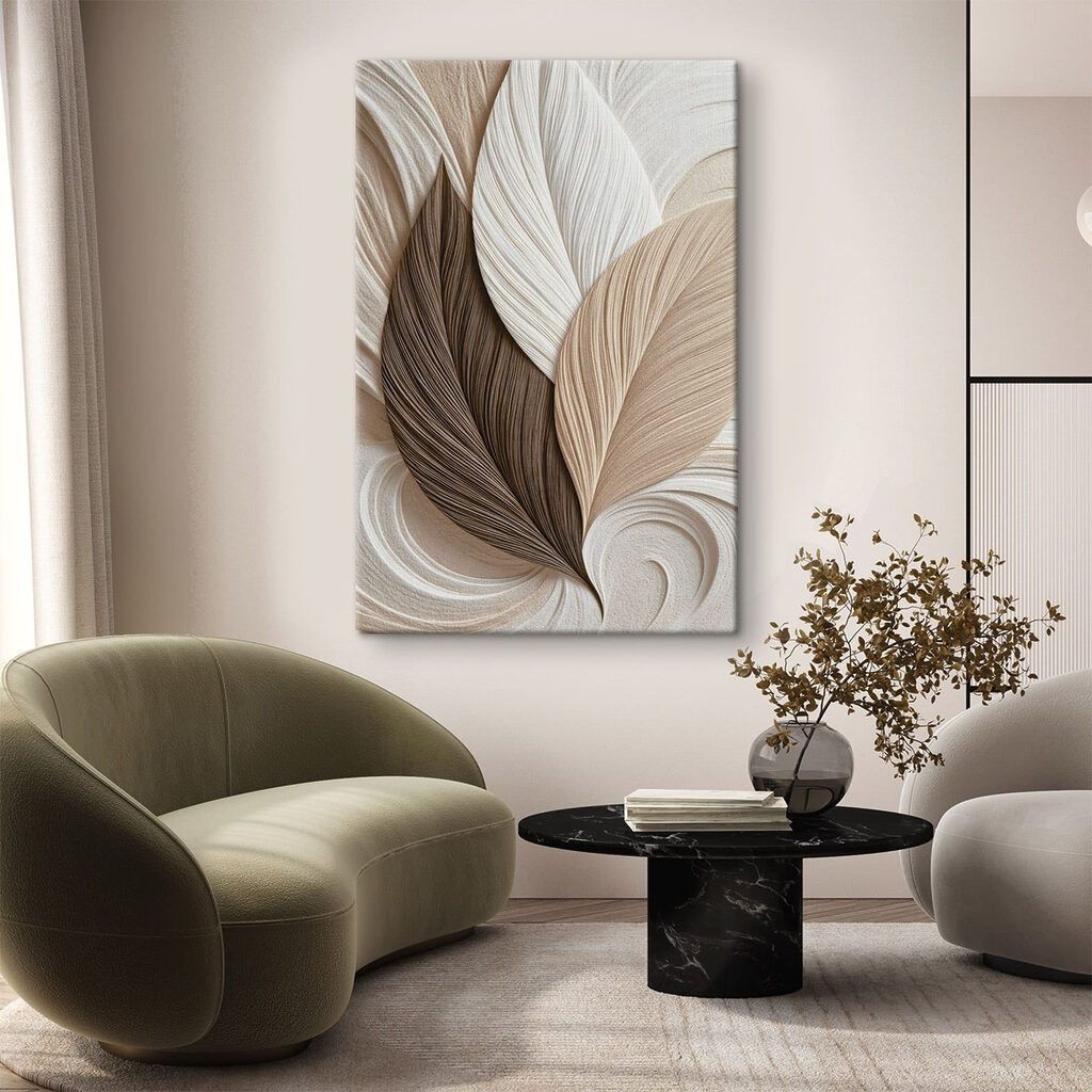 Lange Blattrippen in Sandtönen — Interieur 2